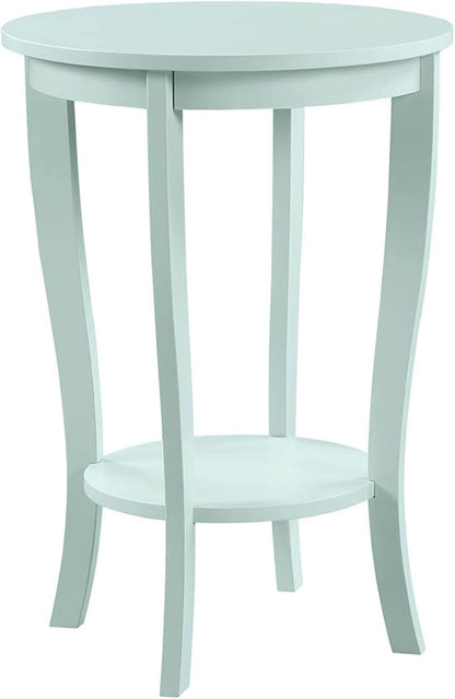 Convenience Concepts American Heritage Round End Table with Shelf, Sea Foam