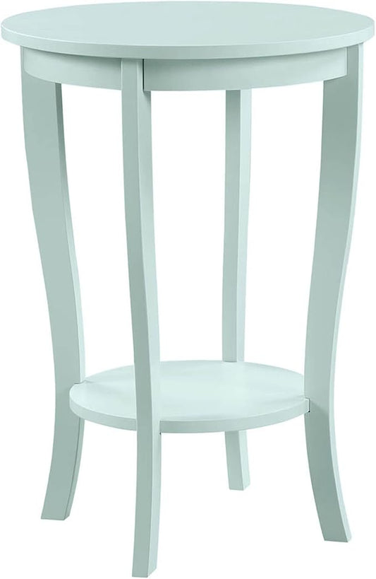Convenience Concepts American Heritage Round End Table with Shelf, Sea Foam