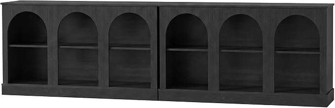 Tribesigns Farmhouse Console Table Set of 2, Extra Long Entryway Table with 3 Tier Storage, Wooden Rectangular Sofa Table Behind The Couch for Entrance, Hallway, Living Room, Black