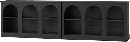 Tribesigns Farmhouse Console Table Set of 2, Extra Long Entryway Table with 3 Tier Storage, Wooden Rectangular Sofa Table Behind The Couch for Entrance, Hallway, Living Room, Black