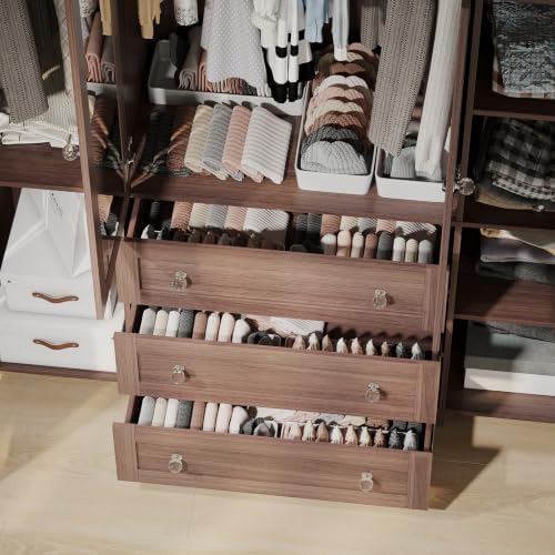 VOWNER 71" Armoire Wardrobe Closet with Drawers and Mirror, 6 Doors
