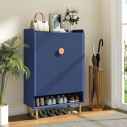 Modern Shoe Cabinet for Entryway, 24 Pairs Shoe Storage Cabinet, Blue