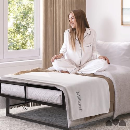 Milliard Deluxe Presidential Folding Bed with Mattress for Adults, Twin Size, Portable Foldable Bed with Bonus Pillow and Blanket Included, 77” x 38", Fold Up, Roll Away, & Hideaway