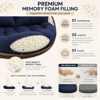 Double Egg Chair Cushion, 55 x 35 Inch, Extra Thick, Waterproof