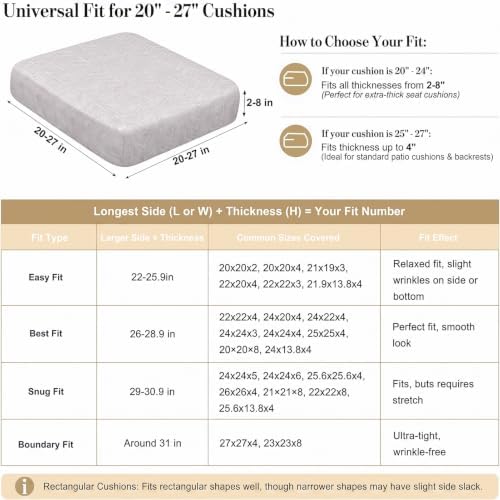 8Pcs Patio Cushion Covers Stretch Outdoor Furniture Protector Slipcovers
