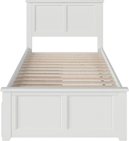 AFI, Madison Twin XL Platform Bed with Matching Footboard & Storage Drawers, White