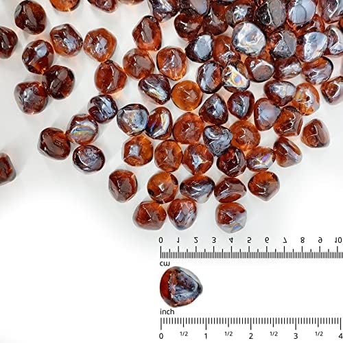 10 lbs Fire Pit Glass Diamonds,1/2 Inch Amber Fire Glass Rocks