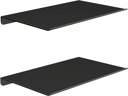 MKO 8" Small Floating Shelves for Wall, Metal Wall Mounted Shelf for Bathroom, Bedroom, Living Room, Kitchen, Little Mini Tiny Display Hanging Shelves for Books/Storage/Room Decor 2 Packs, Black