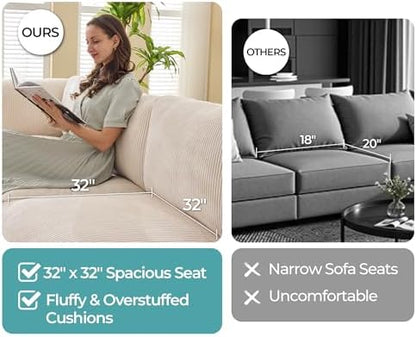 Jocisland Oversized Cloud Couch Sectional, U-Shaped Modular Couch, Beige