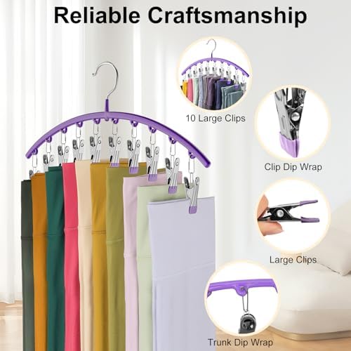Legging Organizer for Closet,2 Pack Metal Yoga Pants Hanger-Purple