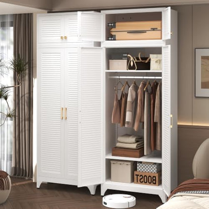 Steeloong 86"Armoire Wardrobe Close,Metal Wardrobe Cabinet with Hanging Rod