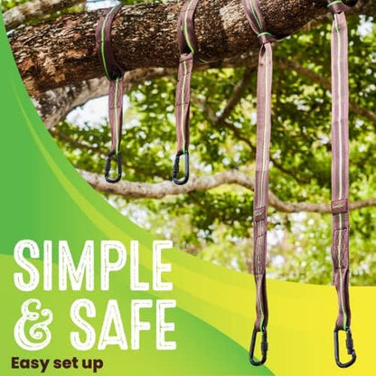 Swurfer Tree Swing Hammock Straps –Hanging Kit for Hammock, Tree Swings, Durable, Weatherproof, Rust Free, Secure Lock Snap Carabiners Included, Weight Limit 2200 lbs Per Strap (5 Feet - 2 Straps)