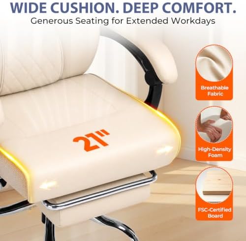 GTPLAYER Big and Tall Office Chair Heavy Duty Ergonomic Gaming Chair Beige