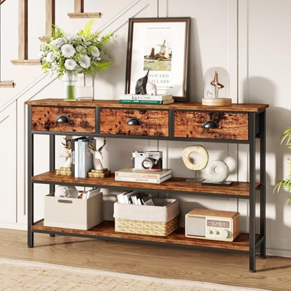 Furologee 47" Console Table with 3 Drawers,Entryway Table with Wooden Shelf