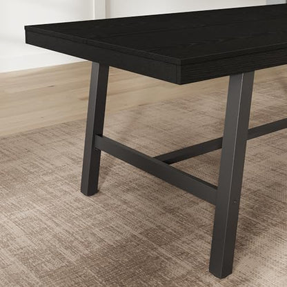 Garvee 87" 10 Person Dining Table, Industrial Kitchen Table, Black