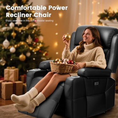 Power Recliner Chair, Home Theater Seating Reclining Sofa with Heat Massage