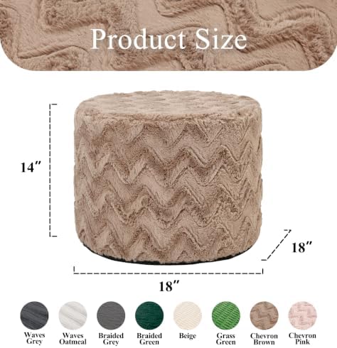 Hobestluk Stuffed Pouf Ottoman,Memory Foam Filled,Small Chevron Brown