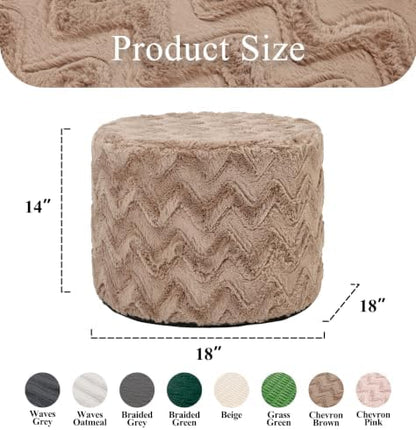 Hobestluk Stuffed Pouf Ottoman,Memory Foam Filled,Small Chevron Brown