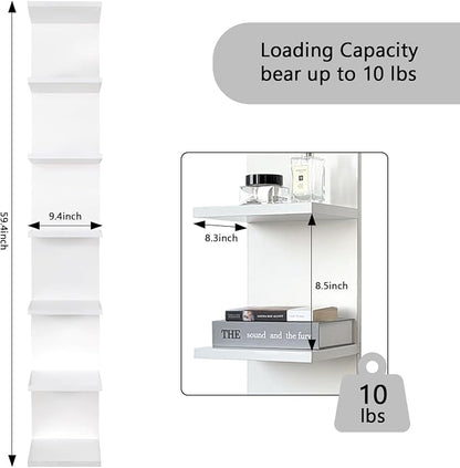 Homaterial 7 Tier Floating Shelf for Wall - Simple Display Shelf for Small Spaces, Decorative Hanging Shelf for Room Decor, Entryway, Dressing Room, Bedroom and Bathroom，White