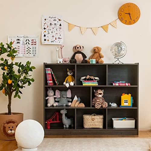 Giantex 8 Cube Bookcase, Freestanding 3-Tier Open Bookshelf, Grey