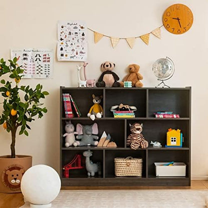 Giantex 8 Cube Bookcase, Freestanding 3-Tier Open Bookshelf, Grey