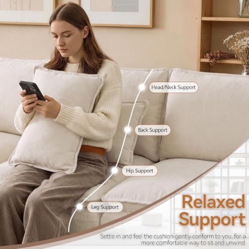 Modular Sectional Storage Sofa, 105" Cloud Deep Seat V-Shaped Couch, Beige
