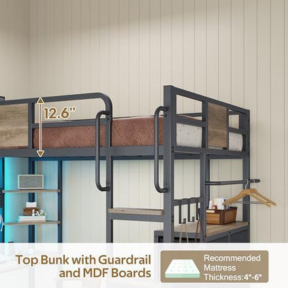 Twin Loft Bed with Desk and 6 Storage Drawers, Loft Bed Twin Size