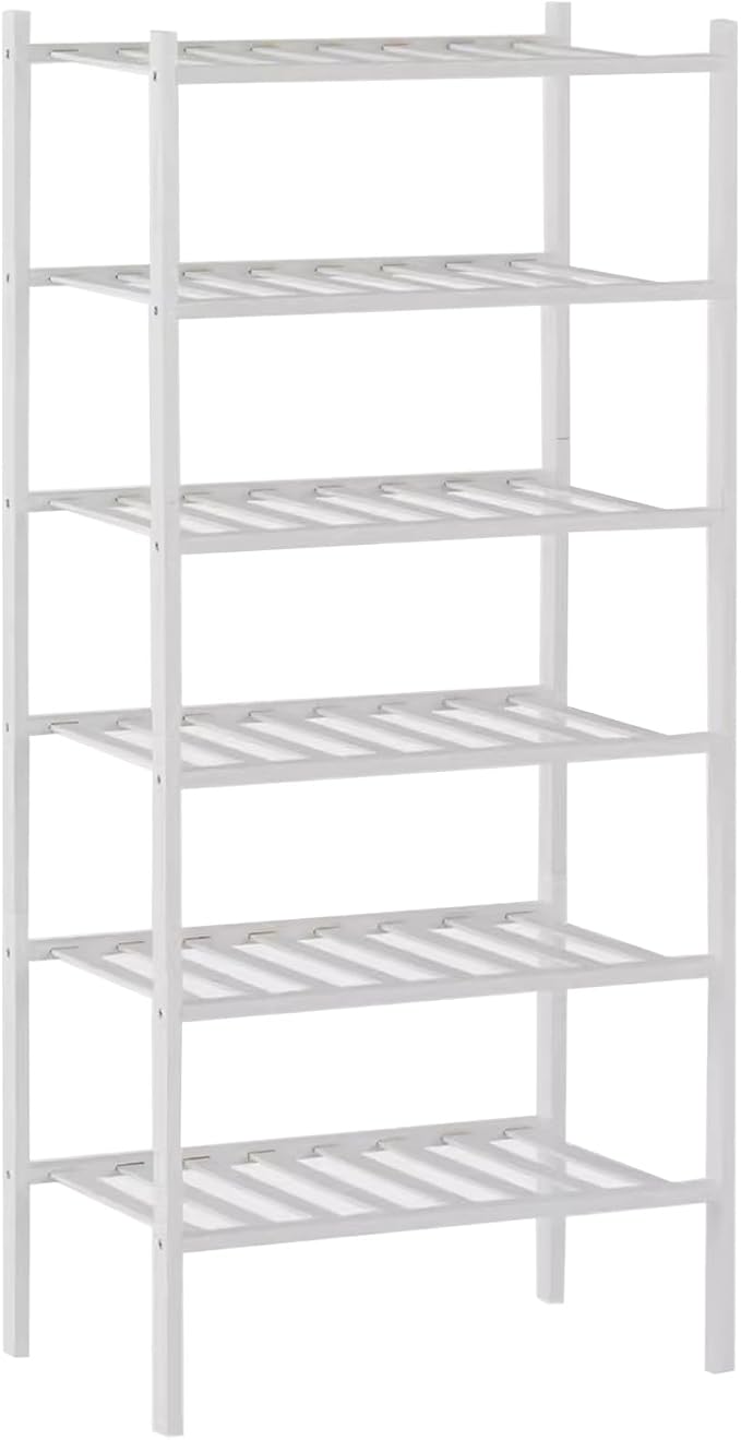 Shoe Rack Multi Tier Storage Organizer Wide Metal Shoe Shelf for Closet Entryway, Bamboo Stackable Multi-Layer Shelf Doorway Simple Folding Shoe Rack