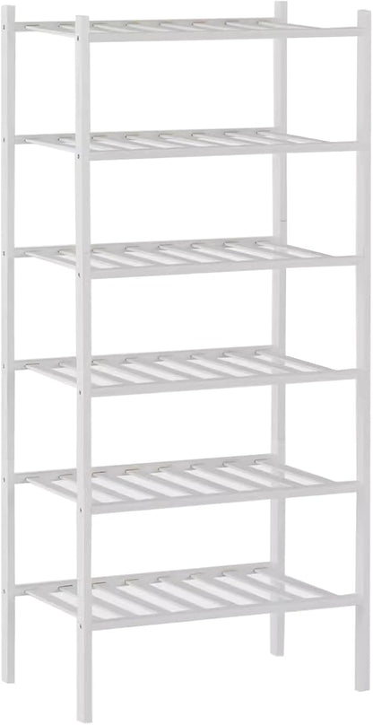 Shoe Rack Multi Tier Storage Organizer Wide Metal Shoe Shelf for Closet Entryway, Bamboo Stackable Multi-Layer Shelf Doorway Simple Folding Shoe Rack
