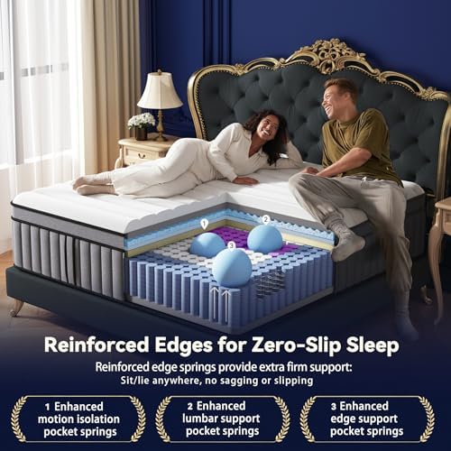 Upgraded Luxury 14 Inch California King Size Hybrid Mattress, Medium Firm
