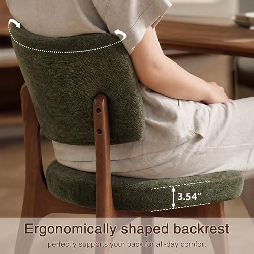 YOUNIKE Wooden Dining Chairs Set of 4, Chenille Fabric Upholstered Dining Room Chairs Kitchen Side Chairs, Farmhouse Dinner Chairs with Solid Wood Legs for Kitchen Dining Vanity, Green