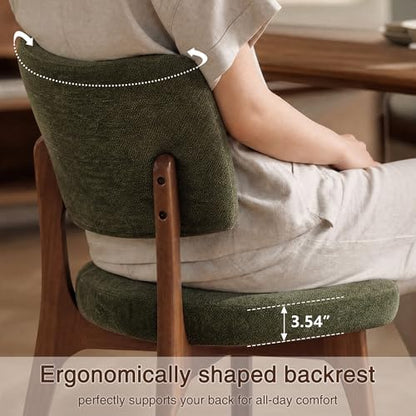 YOUNIKE Wooden Dining Chairs Set of 4, Chenille Fabric Upholstered Dining Room Chairs Kitchen Side Chairs, Farmhouse Dinner Chairs with Solid Wood Legs for Kitchen Dining Vanity, Green