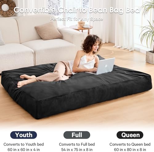 Bean Bag Chairs for Adults - Giant Bean Bag Convertible Floor Sofa