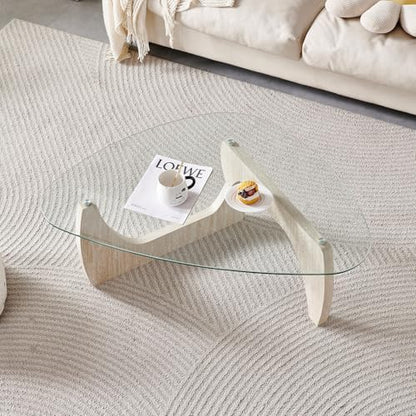 Btrpily Wooden Coffee Table - Modern Marble Coffee Table， Contemporary, Stylish, High-End Furnishing for Your Living Room (Marble Stone, Triangle)
