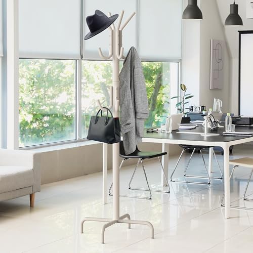 Simple Houseware Standing Coat/Hat Hanger Organizer Rack, 12 Hooks, White