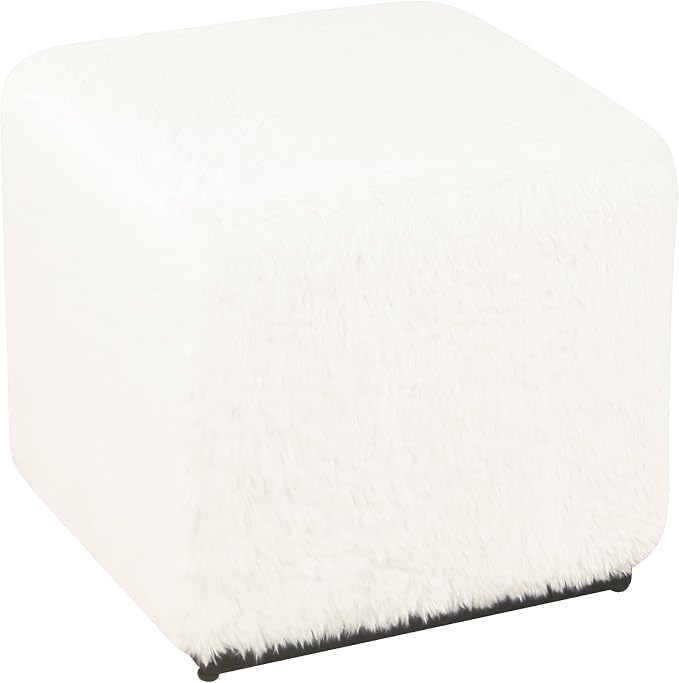 HomePop 16" Cube Ottoman - White Faux Fur