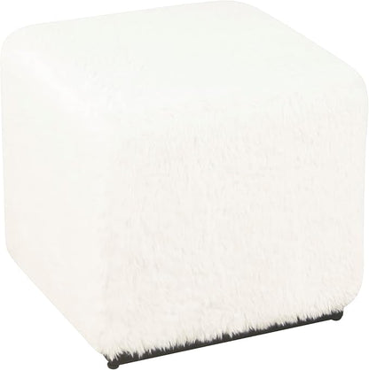 HomePop 16" Cube Ottoman - White Faux Fur