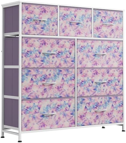 WLIVE Tall Dresser for Bedroom, 9 Drawer Chest of Drawers, Tie-Dye