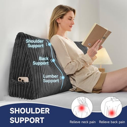 Z-hom Headboard Pillow, Wedge Backrest Cushion, Queen Size,NO Roll Pillow