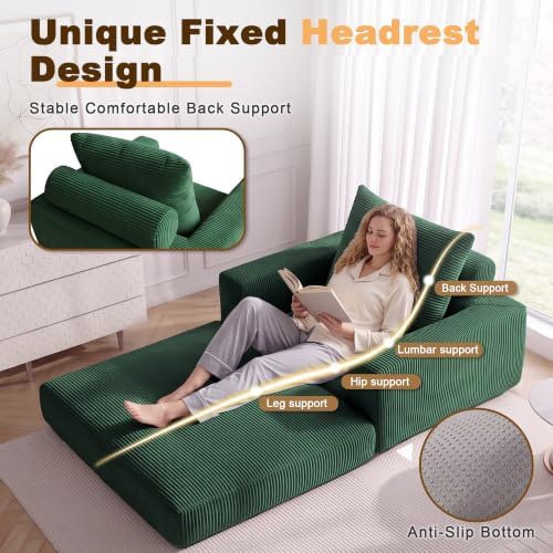 Boneless Convertible Futon Sofa Bed, Corduroy Folding Floor Sleeper Chair