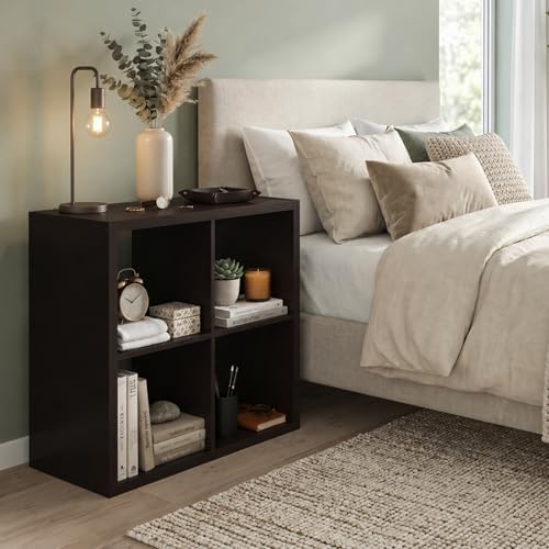 4 Cube Storage Organizer Shelf, Chocolate Color, 13in