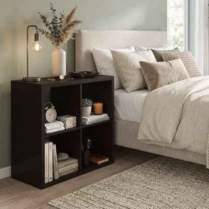 4 Cube Storage Organizer Shelf, Chocolate Color, 13in