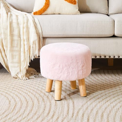YMYNY Round Pouf Ottoman,12.6" Small Foot Stool,Pink HBD035P