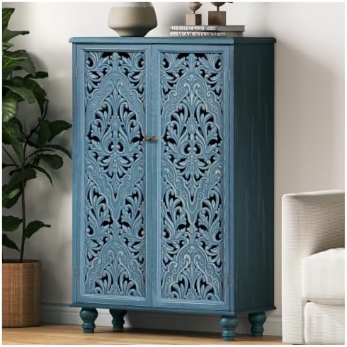 JOINICE 47" Tall Accent Cabinet with Doors & Storage for Living Room,Blue