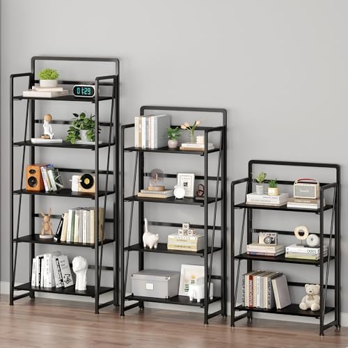 No Assembly Folding Bookshelf for Living Room,Collapsible Book Shelf for Home Office, Portable Bookcase Storage Organizer Rack Shelves