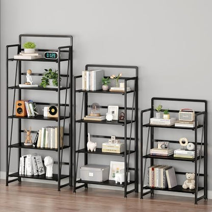No Assembly Folding Bookshelf for Living Room,Collapsible Book Shelf for Home Office, Portable Bookcase Storage Organizer Rack Shelves
