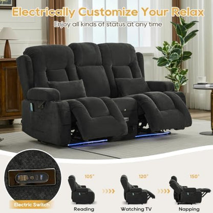 IPKIG Power Loveseat Recliner Sofa with Flip Back Console, 67" - 3 Seat