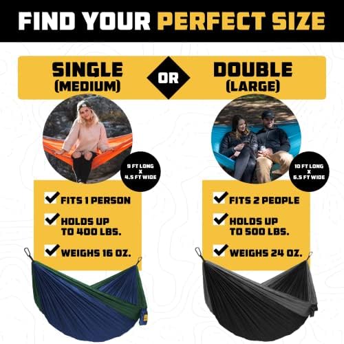 Wise Owl Outfitters Hammock for Camping Single Hammocks Gear for The Outdoors Backpacking Survival or Travel - Portable Lightweight Parachute Nylon SO Charcoal & Red