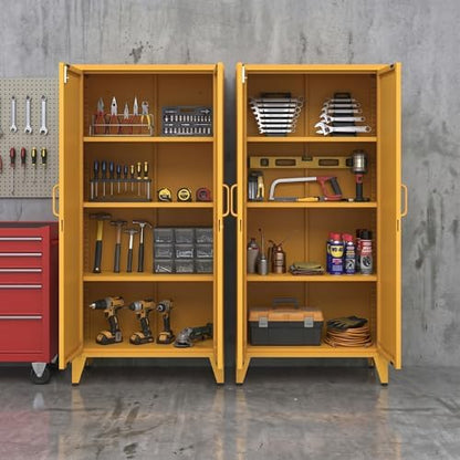 X-Shaped Door Kitchen Pantry Cabinets with Lockable and Adjustable partitions Metal Storage Cabinet 61" H Metal Pantry Cabinetfor Cupboard/Dining Room/Bathroom/Living Room/Office/Laundry Room