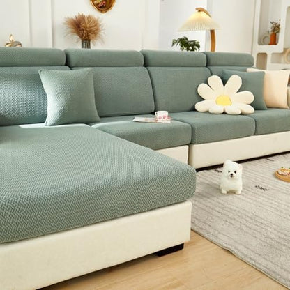 Sofa Covers Couch Covers for Sofa Pet Friendly Couch Cushion Covers Universal Sofa Covers Washable Stretch Slipcovers for Sectional Sofa (Texture Green,Large Single Seat Cover)
